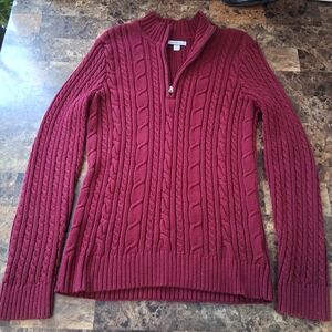 Croft & Barrow Maroon Cable Knit Sweater 100% Cotton